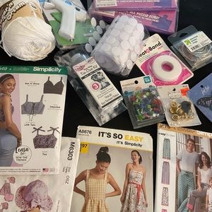 Random lot of sewing supplies, patterns, yarn and more